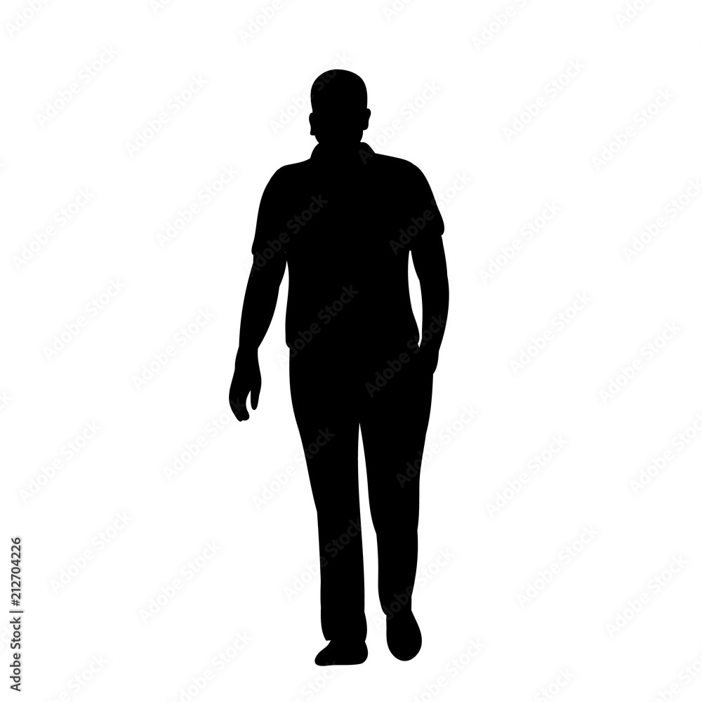 vector, isolated, silhouette man walking