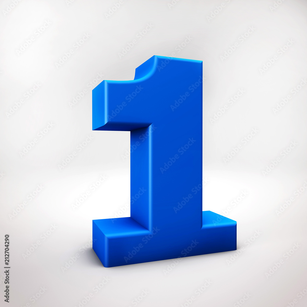 Number one color blue 3D render illustration Number one color blue 3D render illustration