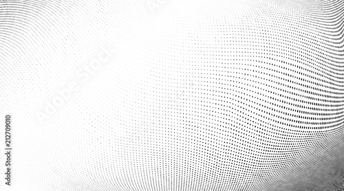 Abstract monochrome grunge halftone pattern. Soft dynamic lines. Vector illustration with dots. Modern polka dots background