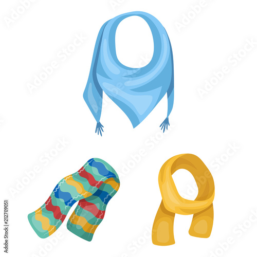 Scarf and Shawl cartoon icons in set collection for design.Clothes and Accessory vector symbol stock web illustration.