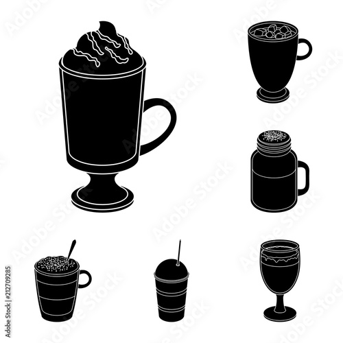 Different kinds of coffee black icons in set collection for design. Coffee drink vector symbol stock web illustration.