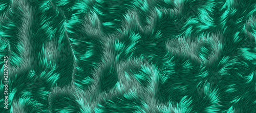 Ainimal fur abstract textured background. Green wool pattern close up photo