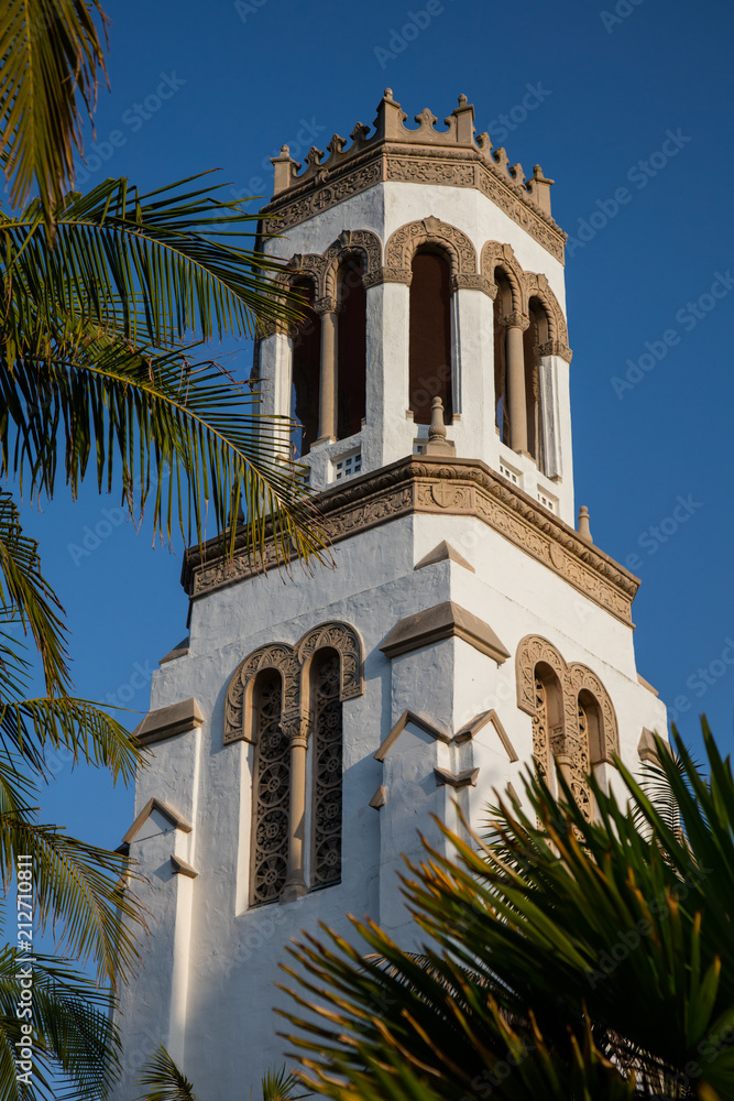Church bell tower in Santa Barbara, California