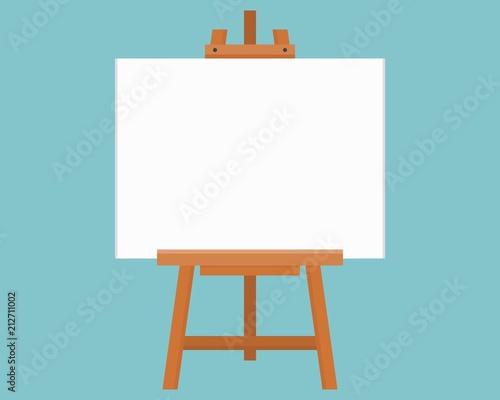 Blank painting board or canvas board, wooden easel, art board