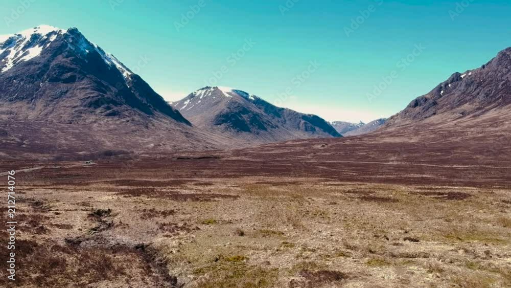 Flying over the landscape near Glencoe