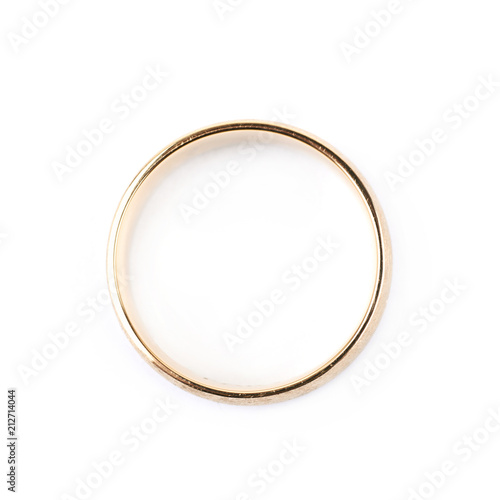 Golden wedding band ring isolated