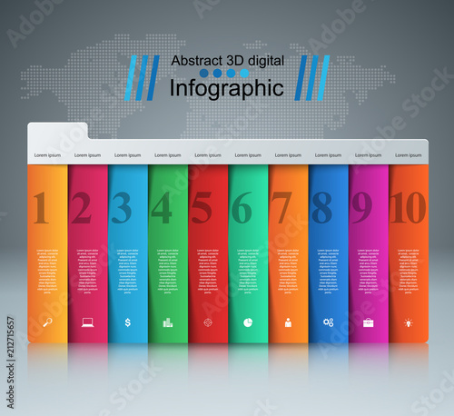 Business Infographics origami style Vector illustration. List of 10 items. 
