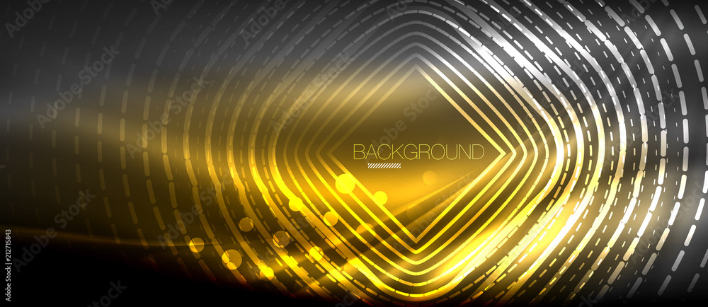 Neon glowing wave, magic energy and light motion background. Wallpaper template, hi-tech future concept Neon glowing wave, magic energy and light motion background. Wallpaper template, hi-tech future concept