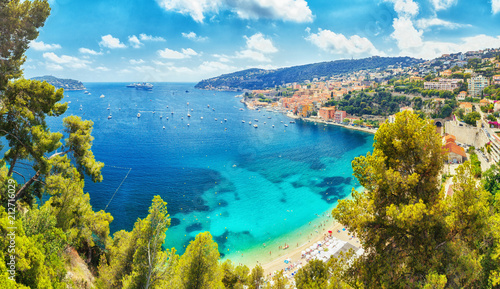 Nice, Cote d'Azure, South coast of France, Europe. View on town Nice coastline, luxury summer resort in France. photo
