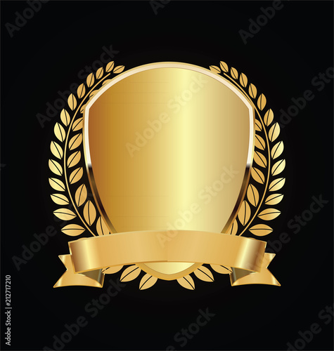 Gold and black shield with gold laurels