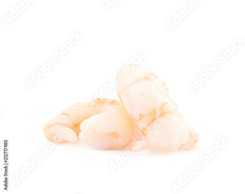 Pile of canned shrimps isolated