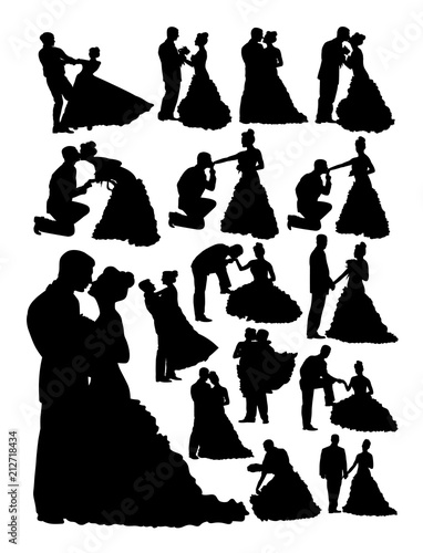 Silhouette of bride and groom. Good use for symbol, logo, web icon, mascot, sign, or any design you want.