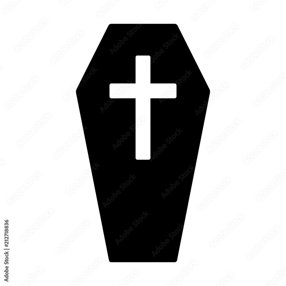 Coffin for the dead or casket with cross flat vector icon for games and websites Coffin for the dead or casket with cross flat vector icon for games and websites