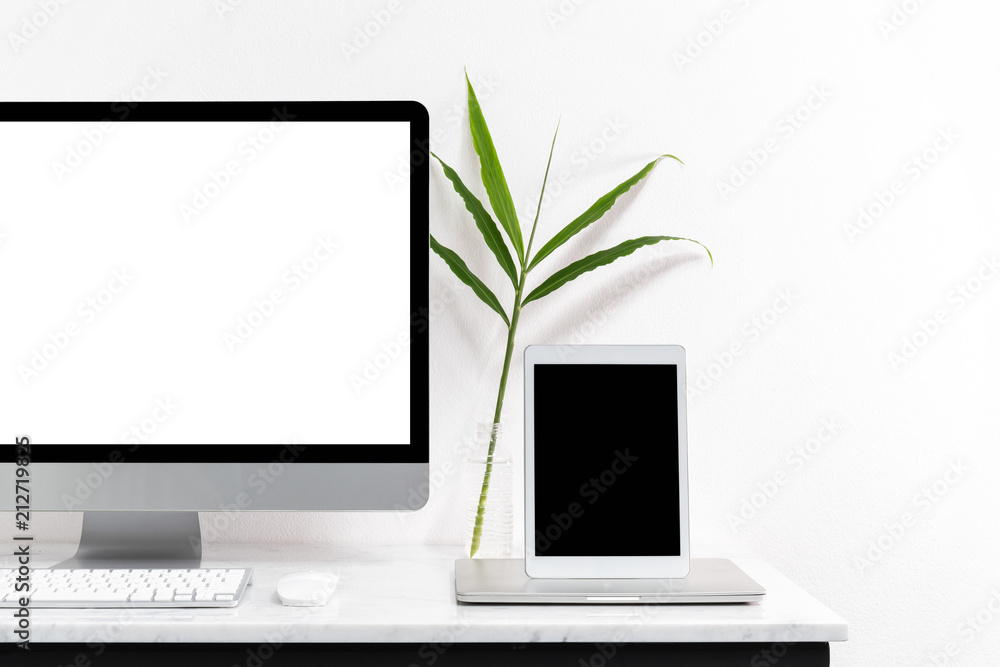 White desktop computer for mockup your advertise. White desktop computer for mockup your advertise.