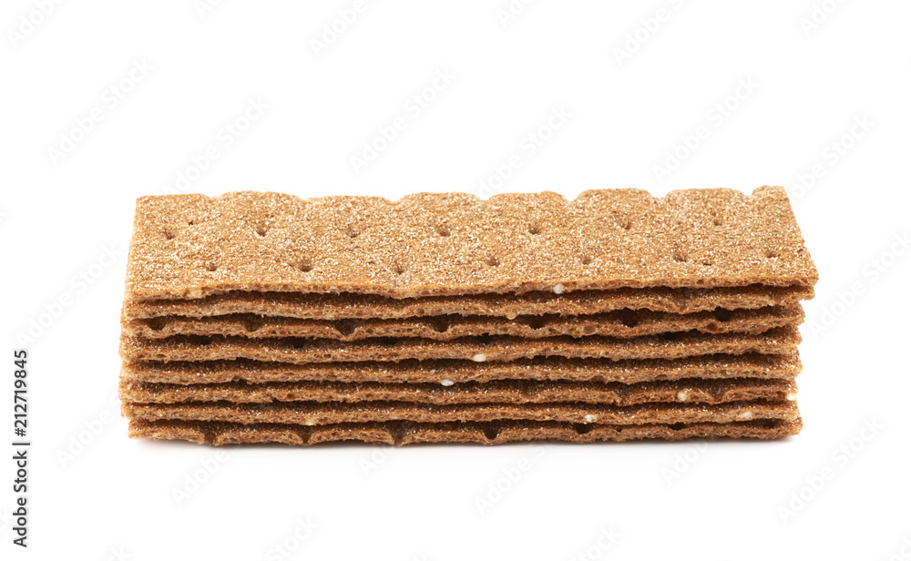 Thin rye crispy cracker isolated Thin rye crispy cracker isolated