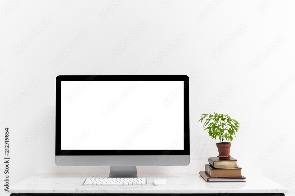 White desktop computer for mockup your advertise. White desktop computer for mockup your advertise.