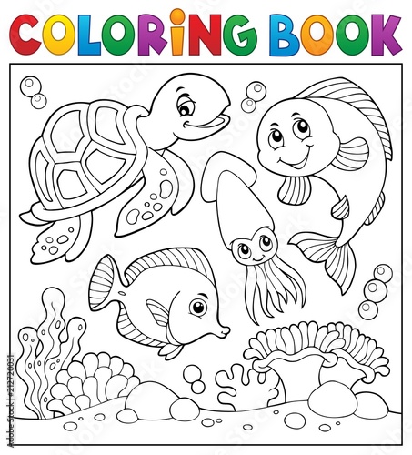 Coloring book sea life theme 1