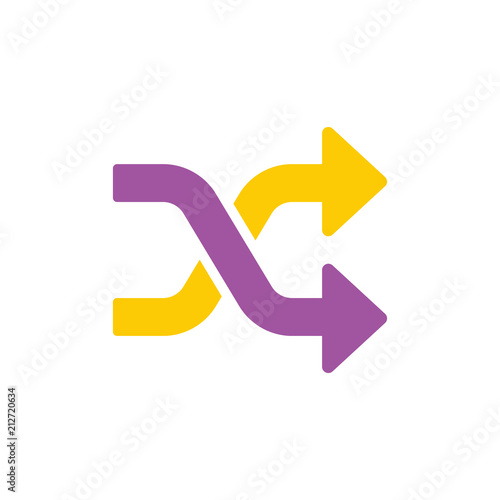 Random shuffle icon - album playlist sign - randomize symbol - flat vector illustration isolated on white background.