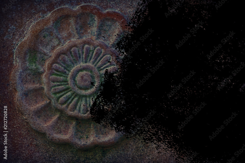 Grunge Ornate stone texture, circle rock shape, background for web site or mobile devices