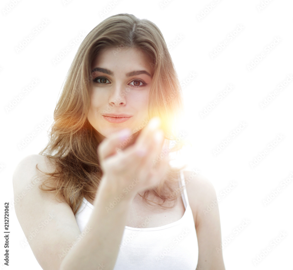 closeup portrait of a smiling young woman with light make-up. closeup portrait of a smiling young woman with light make-up.