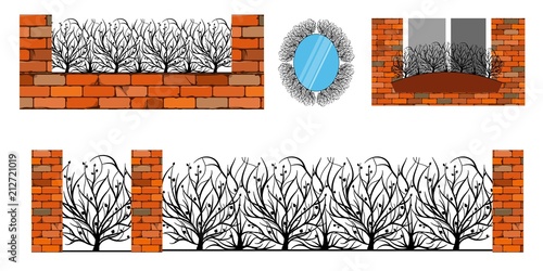 Forged metal elements with ornament in vector.