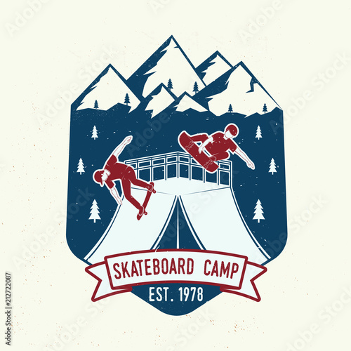 Skateboard camp badge. Vector illustration. photo