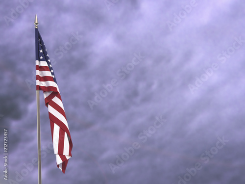 Flag of the United States hanging down dangling