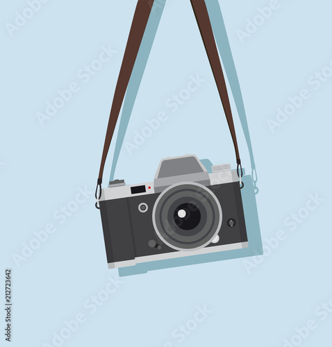 hanging vintage camera  in a flat style