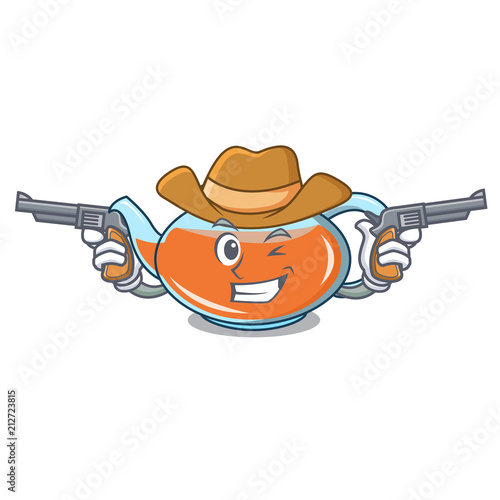 Cowboy transparent teapot character cartoon
