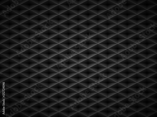 Vector black embossed pattern plastic grid background. Technology diamond shape cell dark geometric pattern