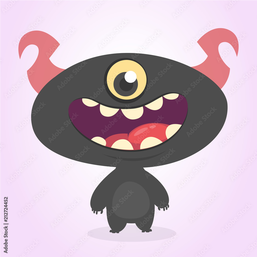 Funny cartoon one-eyed alien. Vector illustration of alien monster charater Funny cartoon one-eyed alien. Vector illustration of alien monster charater