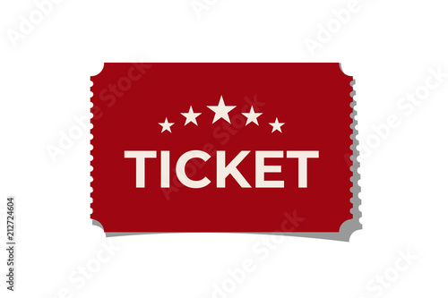 Red ticket isolated on white background. Vector design element.