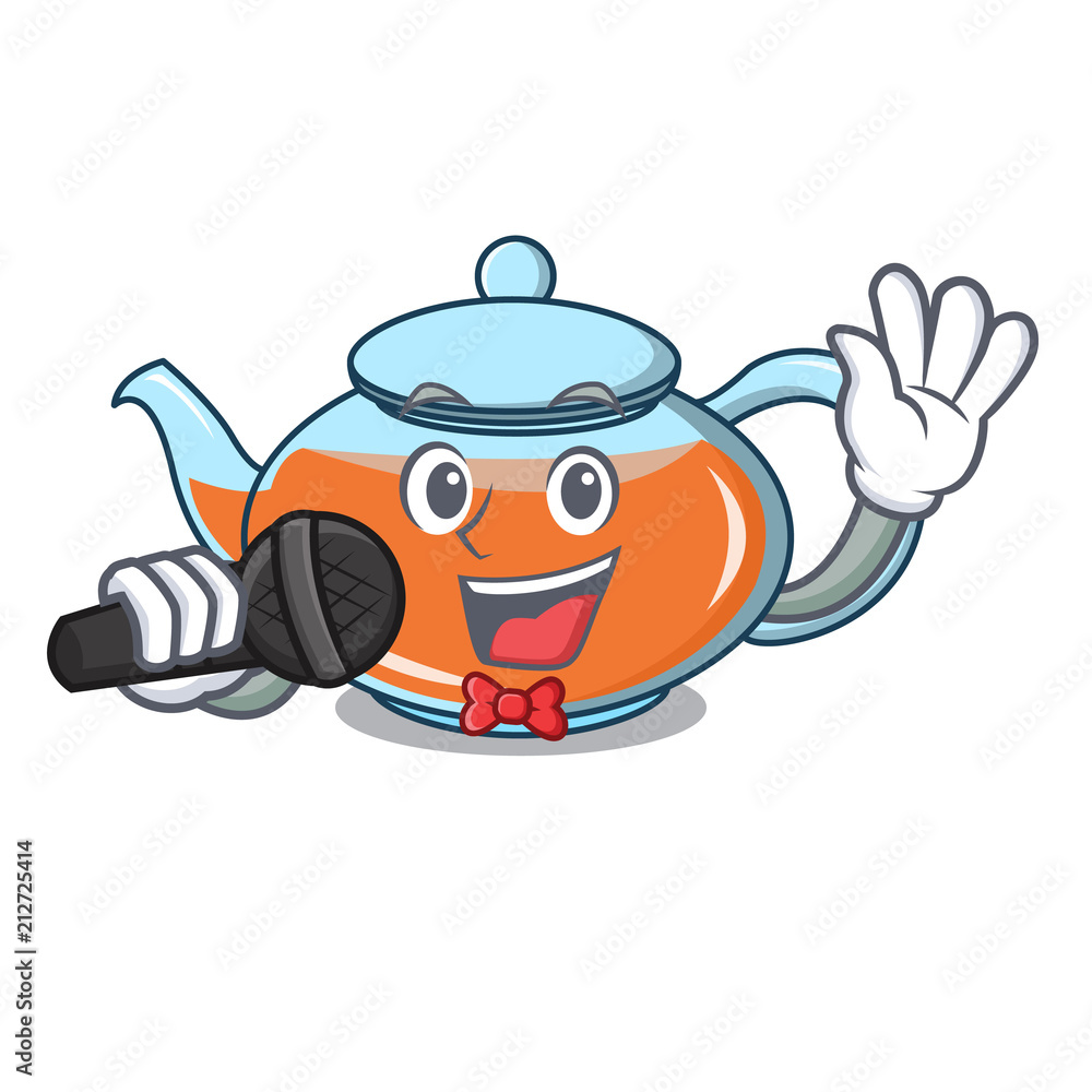 Singing transparent teapot character cartoon Stock Vector | Adobe Stock