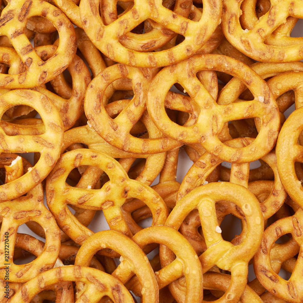 Surface coated with salted pretzel