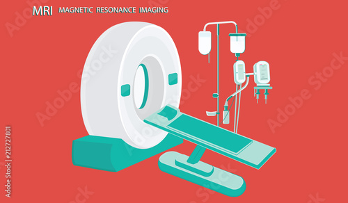 MRT machine for magnetic resonance imaging in the hospital. - flat style - vector