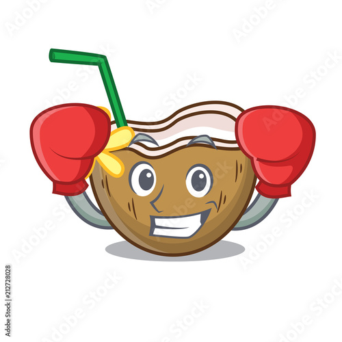 Boxing cocktail coconut character cartoon