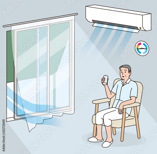 室内のシニアの熱中症予防