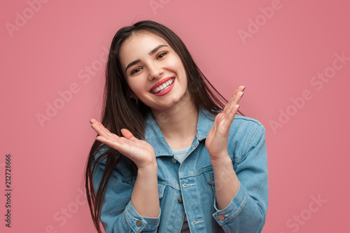 Beautiful smiling woman looking happy photo