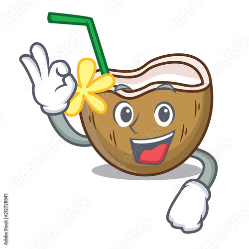 Okay cocktail coconut character cartoon photo