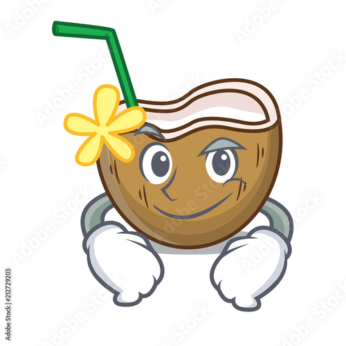 Smirking cocktail coconut character cartoon