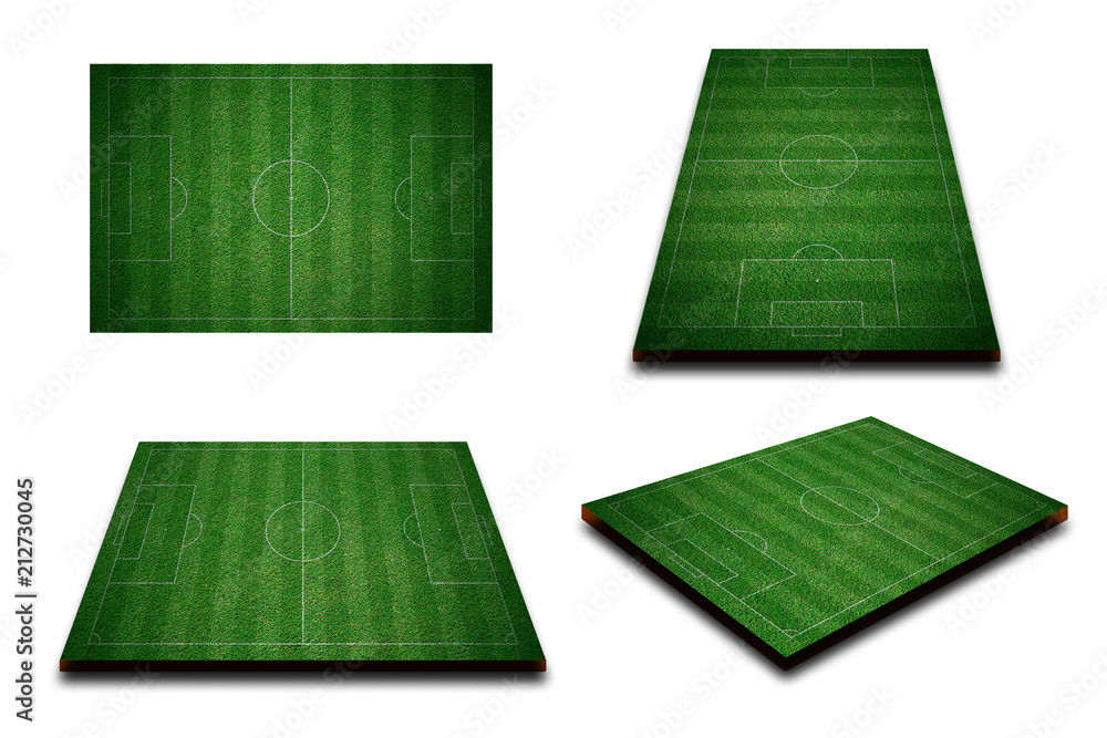 Different perspective of green football field, soccer field from top view. Different perspective of green football field, soccer field from top view.