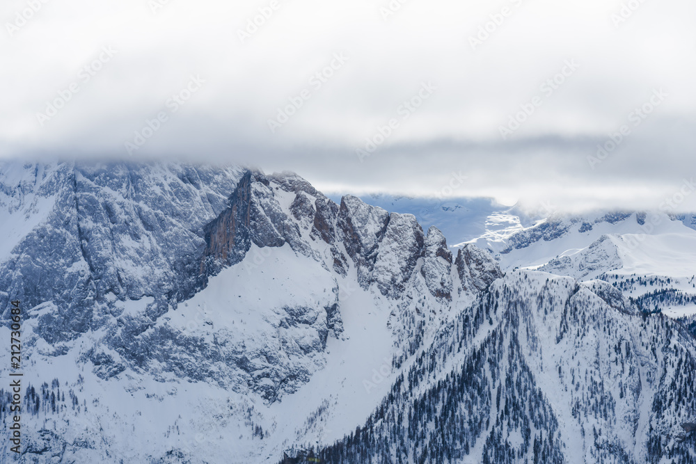 Dolomites Mountains in the winter