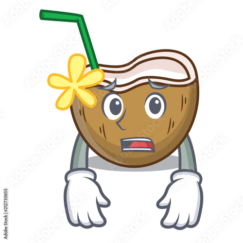 Afraid cocktail coconut mascot cartoon