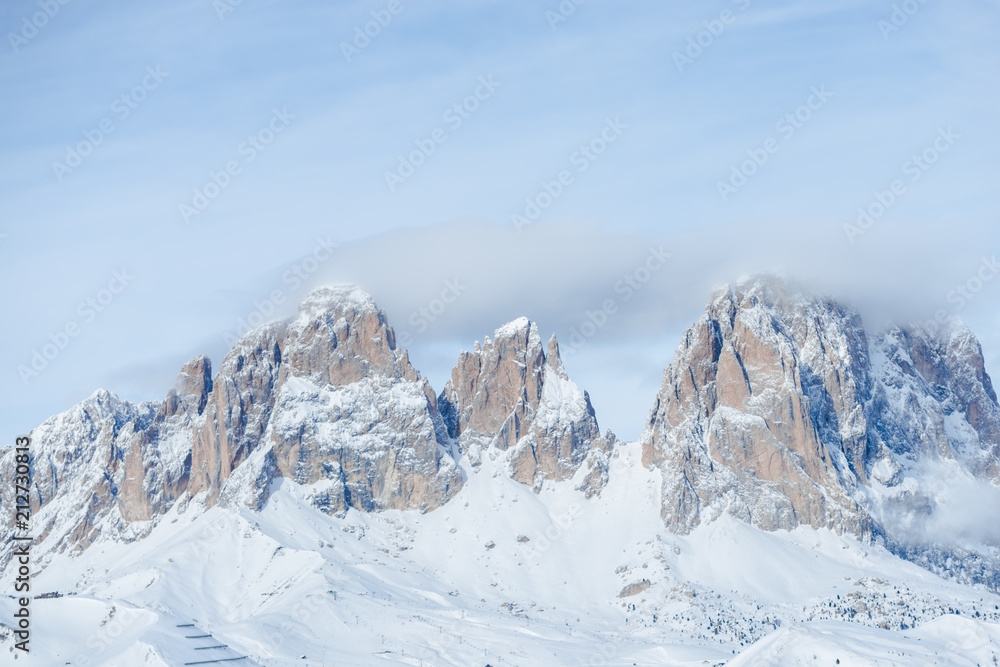 Dolomites Mountains in the winter