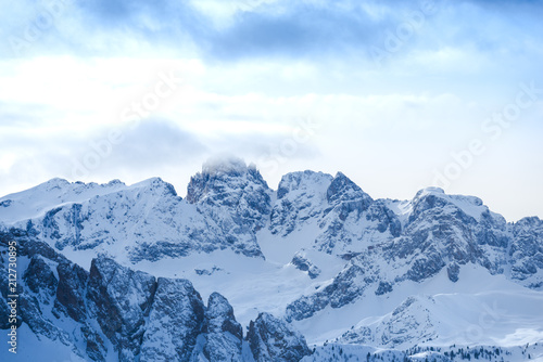 Dolomites Mountains in the winter