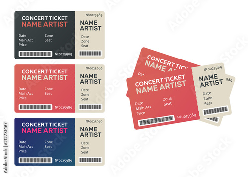 Blank Concert Performance Tickets. Music, Dance, Live Concert tickets templates