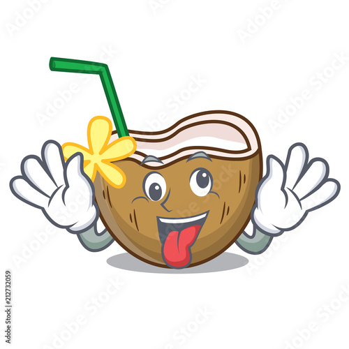 Crazy cocktail coconut mascot cartoon photo