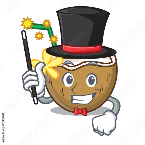 Magician cocktail coconut mascot cartoon