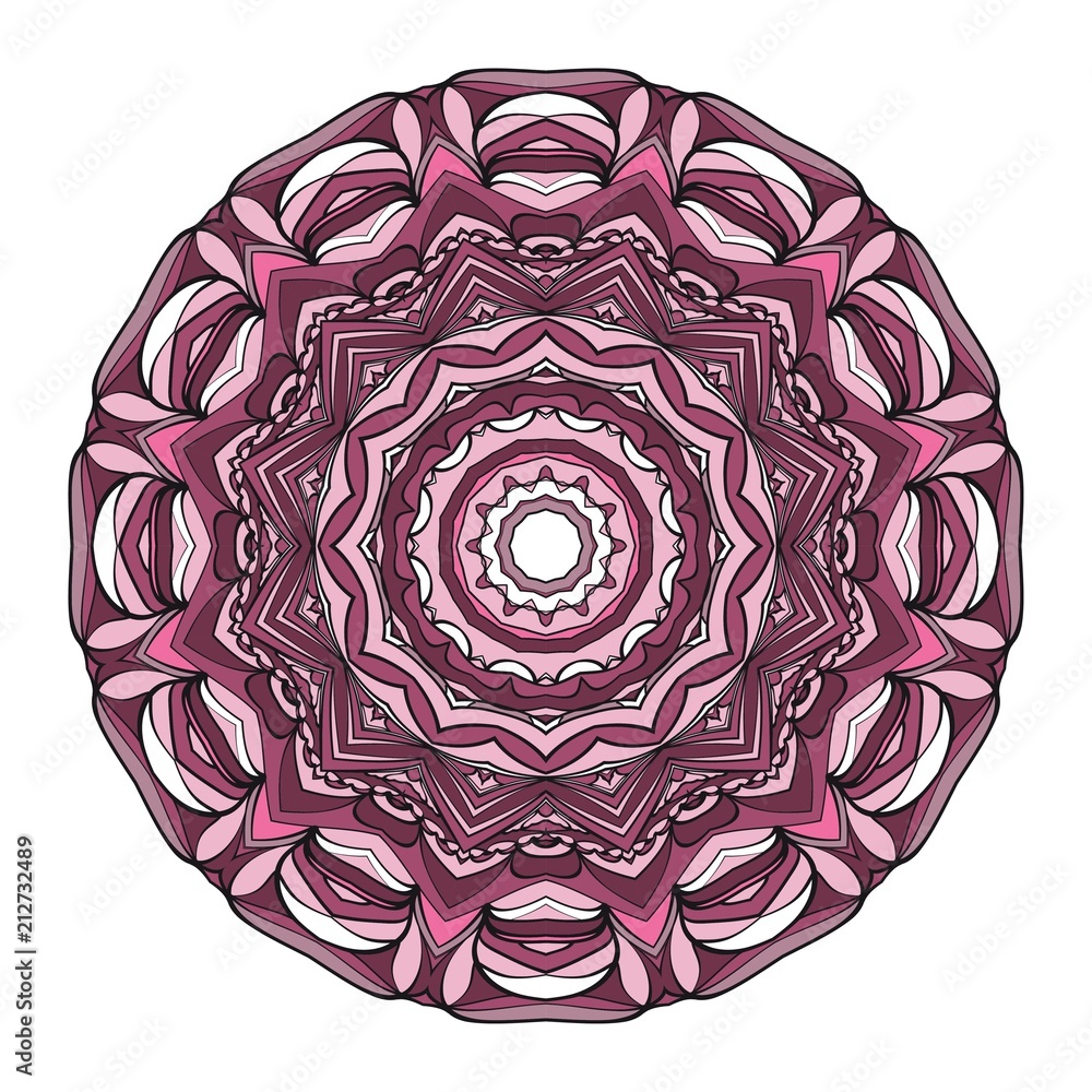 Obraz premium Vector hand drawn flower symbol illustration. Color mandala design
