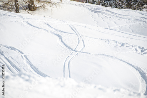 Snow traces in Dolomites Mountains